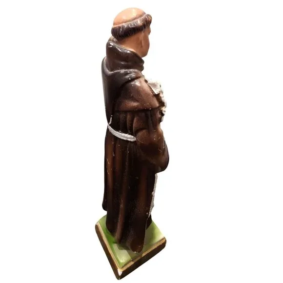 Vintage Saint Anthony Chalkware Statue w/ Child Jesus - Columbia Statuary ITALY - Picture 3 of 9